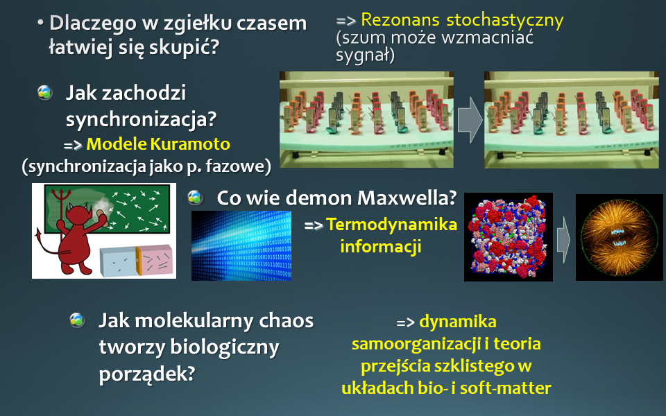 Tematyka badawcza realizowana w Zakładzie Fizyki Statystycznej Uniwersytetu Jagiellońskiego w Krakowie